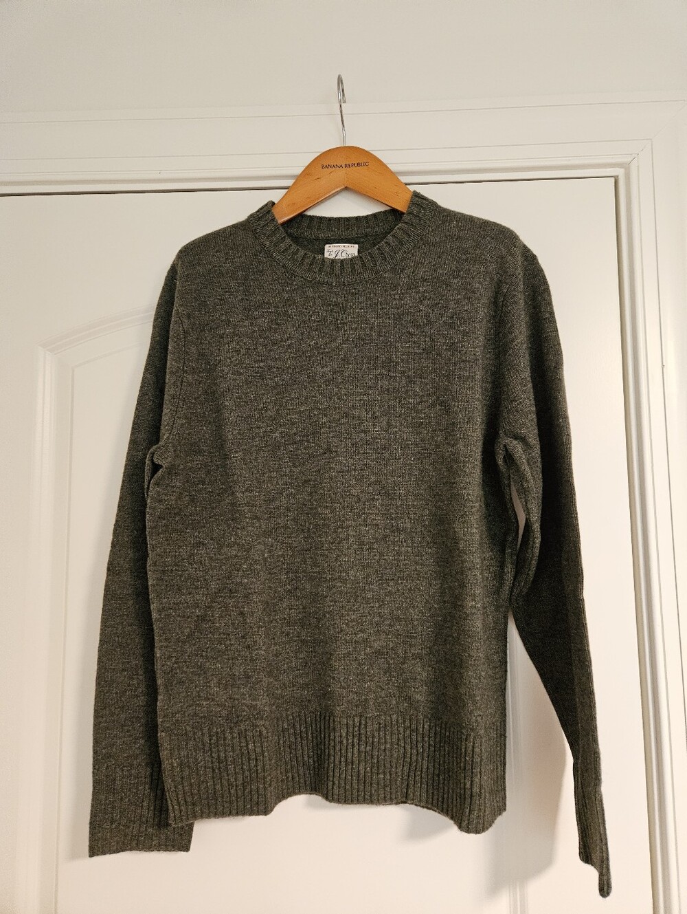 J. Crew Rugged Merino Wool Blend Crew Neck Sweater.